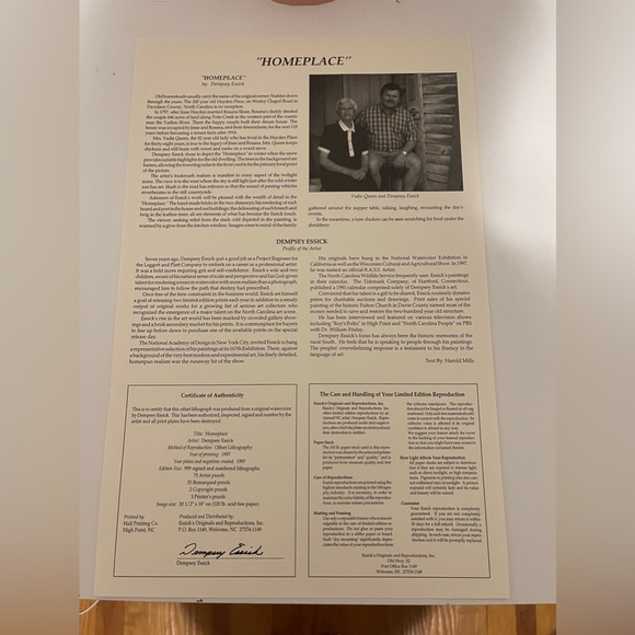 Unframed Dempsey Essick Drawing Print. - Picture 4 of 5